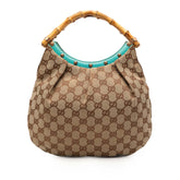 Studded GG Canvas Bamboo Hobo