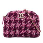 CC Tweed Houndstooth Clutch On Chain
