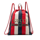 Canvas Sylvie Stripe Logo Drawstring Backpack