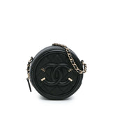 Caviar CC Filigree Round Clutch with Chain