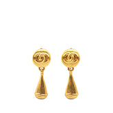 Gold Plated CC Teardrop Clip On Earrings