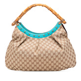 GG Canvas Bamboo Studded Hobo