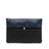 Large Bicolor Quilted Leather Pearl O Case Clutch