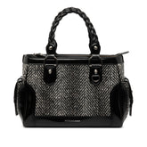 Leather Trimmed Wool Cargo Handbag