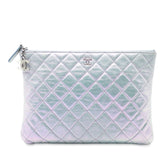 Medium Quilted Metallic Aged Calfskin O Case Clutch