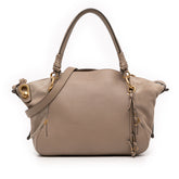 Medium Calfskin and Suede Owen Satchel