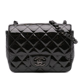 Mini Square Classic Patent So Black Single Flap