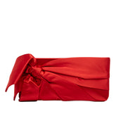 Pleated Satin Bow Clutch