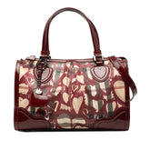 Patent Trimmed House Check Coated Canvas Hearts Pilgrim Satchel