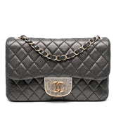 Small Quilted Iridescent Calfskin Crystal Single Flap