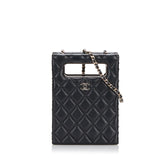 Mini Caviar Chain Around Cut Out Evening Bag