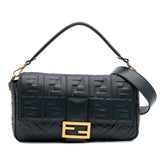 Large Zucca Embossed Leather Baguette Satchel