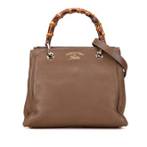 Small Calfskin Bamboo Shopper Satchel