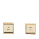 Gold Plated Square CC Mirror Push Back Earrings