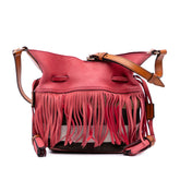 Small Mega Check Canvas and Suede Fringe Belgrove Bucket Bag