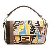 Sarah Coleman Zucca Embroidered Canvas Fish Eye Vertigo Baguette Satchel