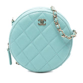 CC Quilted Caviar Round Clutch With Chain
