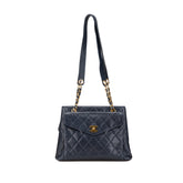 Quilted Caviar Front Pocket Chain Tote
