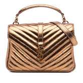 Medium Metallic Calfskin Chevron Monogram College Bag
