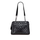 CC Quilted Caviar Front Pocket Shoulder Bag