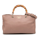 Medium Calfskin Bamboo Shopper Satchel