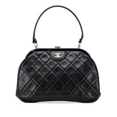 CC Quilted Lambskin Kiss Lock Frame Top Handle Bag
