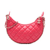 Small Quilted Lambskin Chain Around Hook Hobo Bag