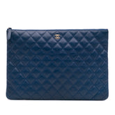 Large Quilted Lambskin O Case Clutch