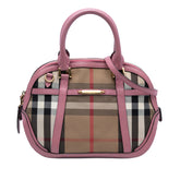 Small Leather Trimmed House Check Canvas Bridle Orchard Satchel