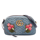 Small GG Marmont Embroidered Matelasse Denim Crossbody