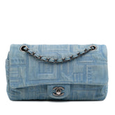 Medium Embroidered Denim Perfume Bottle Single Flap