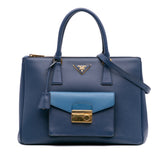 Saffiano Lux Galleria Double Zip Front Pocket Satchel