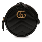 GG Marmont Matelasse Leather Round Coin Purse on Strap