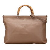 Large Calfskin Bamboo Shopper Satchel
