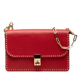 Leather Rockstud Turnlock Chain Crossbody