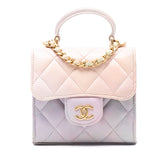 CC Quilted Lambskin Ombre Top Handle Flap Clutch With Chain