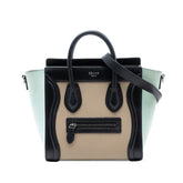 Nano Tricolor Nubuck and Drummed Calfskin Luggage Tote