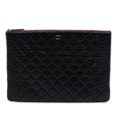 Large CC Quilted Lambskin O Case Clutch