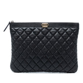 Medium Quilted Caviar Boy O Case Clutch
