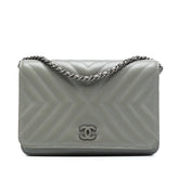 Diagonal Chevron Calfskin Tassel Wallet On Chain