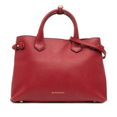 Medium Leather and House Check Banner Satchel