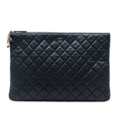 CC Large Quilted Lambskin O Case Clutch