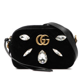 Mini GG Marmont Crystal Embellished Matelasse Velvet Crossbody