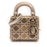 Micro Metallic Calfskin Cannage Beaded Lady Dior