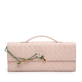 Lambskin Intrecciato Andiamo Floral Embellished Clutch