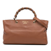 Medium Calfskin Bamboo Shopper Satchel
