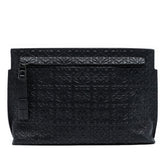 Embossed Anagram Leather Repeat T Clutch