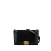 Old Medium Braided Chevron Cotton and Lambskin Boy Flap