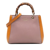 Mini Bicolor Calfskin Bamboo Shopper Satchel