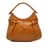 Leather Bamboo Studded Hobo